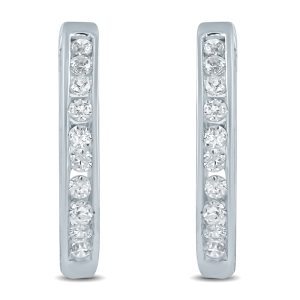 1/4 Carat TW Diamond Hoop Earrings in 10K White Gold- ERF57590