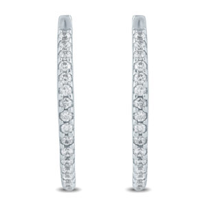 1/4 Carat TW Diamond Hoop Earrings in 10K White Gold- ERF57591