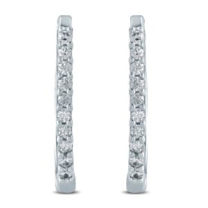 1/4 Carat TW Diamond Hoop Earrings in 10K White Gold- ERF57594