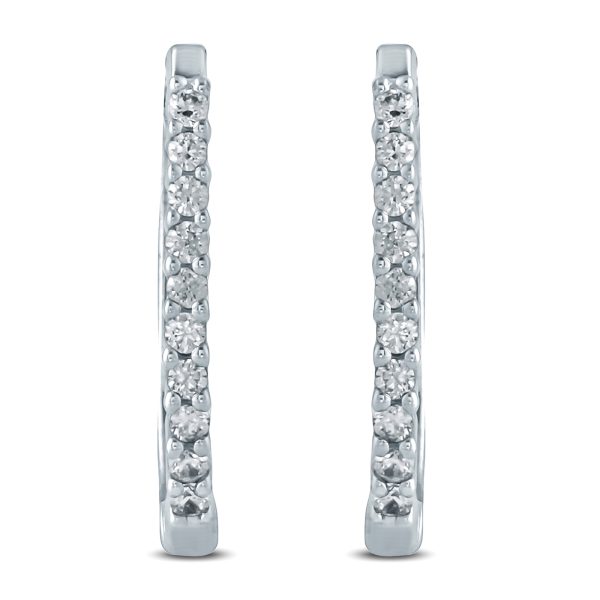 1/4 Carat TW Diamond Hoop Earrings in 10K White Gold- ERF57594