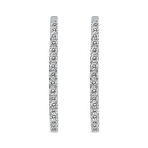 1/2 Carat TW Diamond Hoop Earrings in 10K White Gold- ERF57598