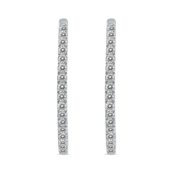 1/2 Carat TW Diamond Hoop Earrings in 10K White Gold- ERF57598