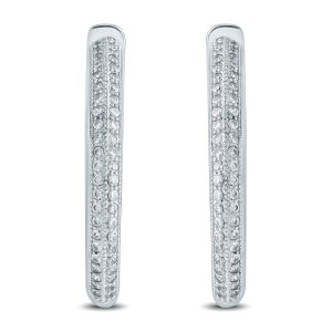 7/8 Carat TW Diamond Hoop Earrings in 10K White Gold- ERF57602