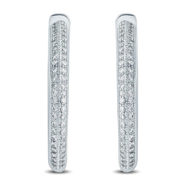 7/8 Carat TW Diamond Hoop Earrings in 10K White Gold- ERF57602