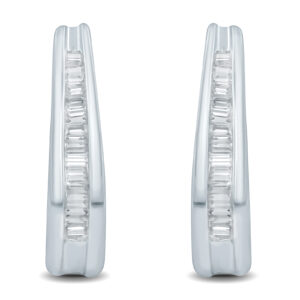 1/8 Carat TW Baguette Diamond Hoop Earrings in 10K White Gold- ERF57604