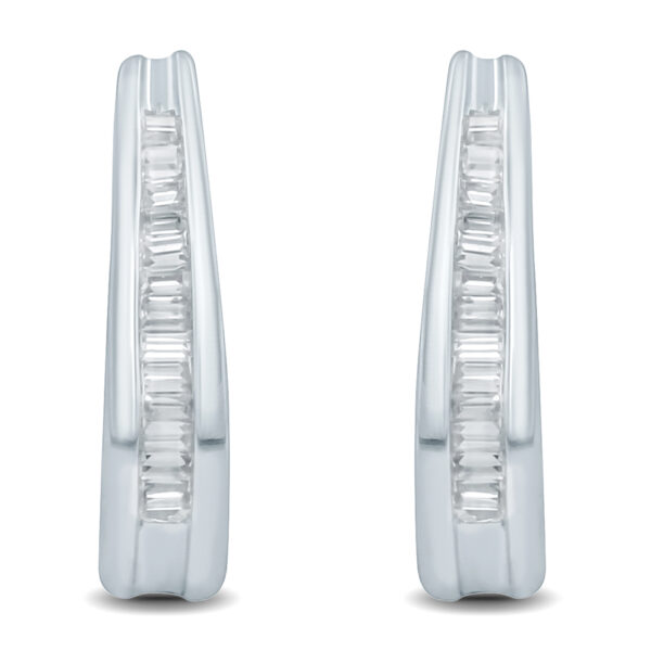 1/8 Carat TW Baguette Diamond Hoop Earrings in 10K White Gold- ERF57604