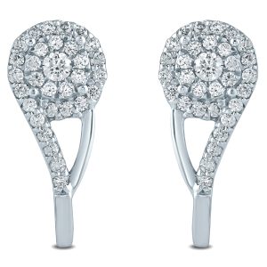 1/2 Carat TW Diamond Cluster Hoop Earrings in 10K White Gold- ERF57606