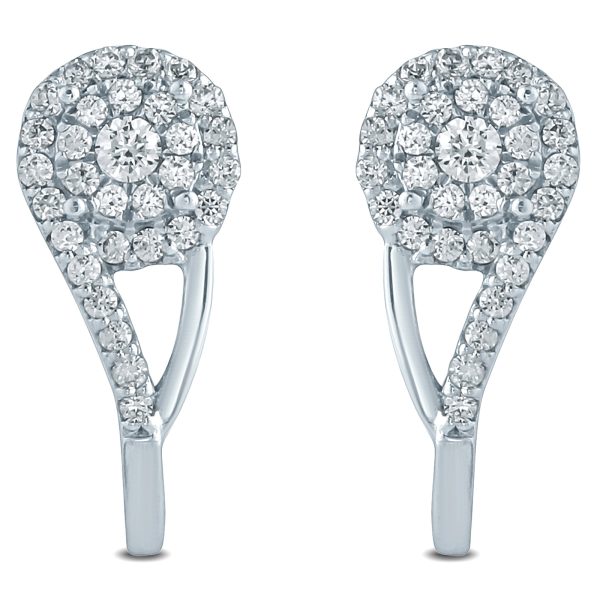 1/2 Carat TW Diamond Cluster Hoop Earrings in 10K White Gold- ERF57606