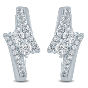 1/2 Carat TW Diamond Two Stone Earrings in 10K White Gold- ERF57608