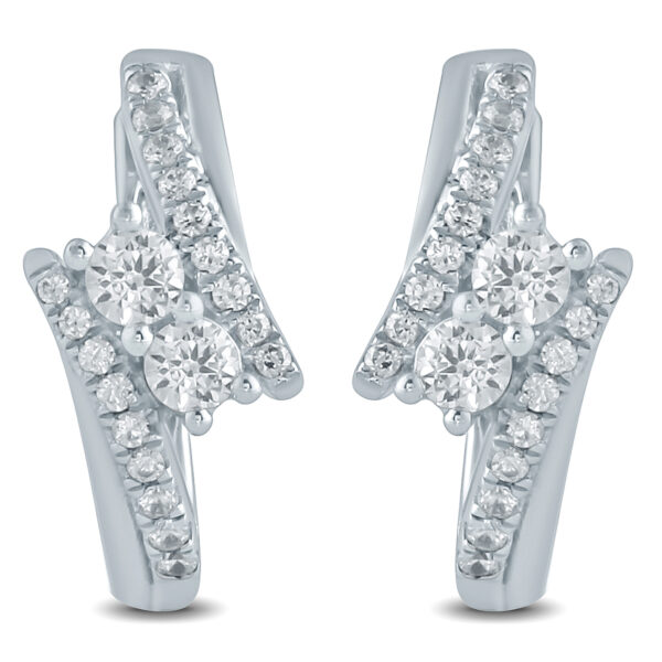 1/2 Carat TW Diamond Two Stone Earrings in 10K White Gold- ERF57608