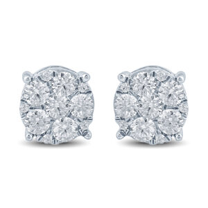3/4 Carat TW Diamond Cluster Earrings in 10K White Gold- ERF57610