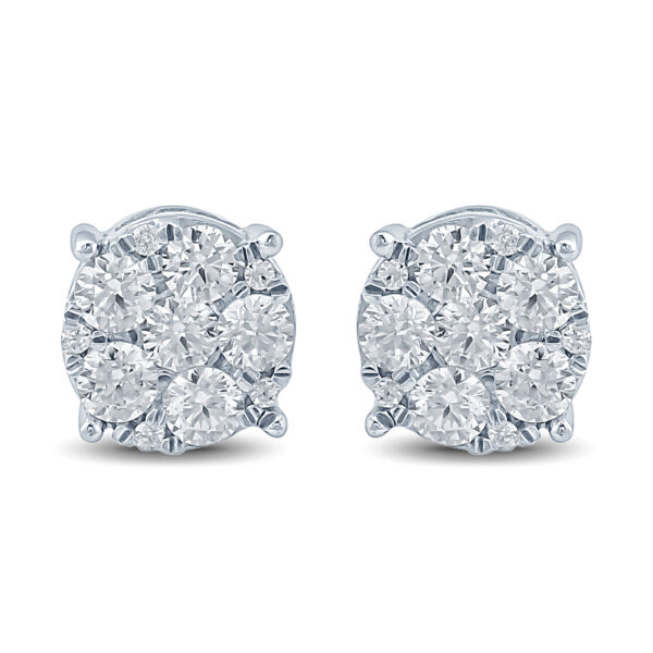 3/4 Carat TW Diamond Cluster Earrings in 10K White Gold- ERF57610