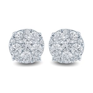 1 Carat TW Diamond Cluster Earrings in 10K White Gold- ERF57612