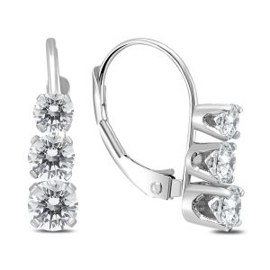 1 Carat TW Three Stone Drop Earrings in 14K White Gold- ERF57885