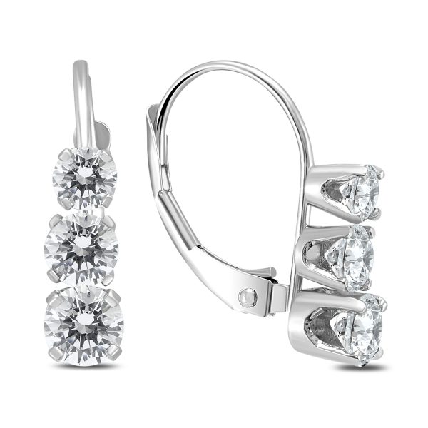 1 Carat TW Three Stone Drop Earrings in 14K White Gold- ERF57885