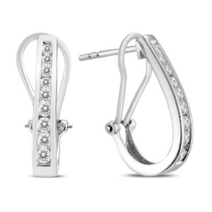 1/2 Carat TW Channel-Set Diamond Omega Back Hoop Earrings in 14K White Gold (H-I Color, SI1-SI2 Clarity)- ERH58031