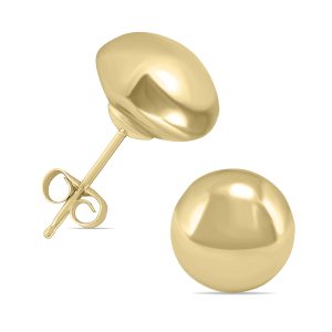 14K Yellow Gold 8mm Button Ball Stud Earrings- ERF58037