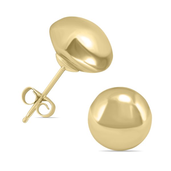 14K Yellow Gold 8mm Button Ball Stud Earrings- ERF58037