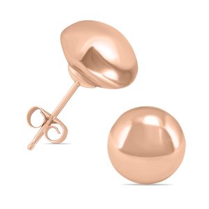 14K Rose Gold 8mm Button Ball Stud Earrings- ERF58042