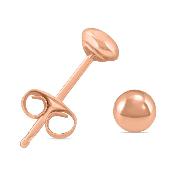 14K Rose Gold 4mm Button Ball Stud Earrings- ERF58046