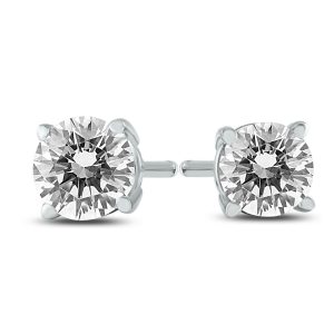 1/4 Carat TW AGS Certified Round Diamond Solitaire Stud Earrings in 14K White Gold (I-J Color, SI1-SI2 Clarity)- ERF58095