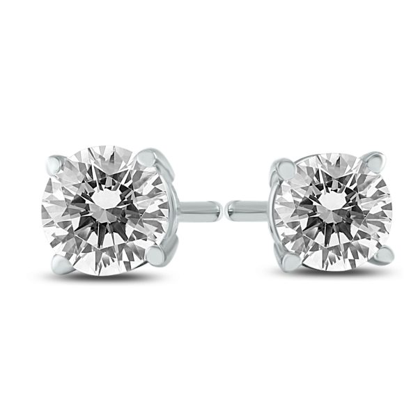 1/4 Carat TW AGS Certified Round Diamond Solitaire Stud Earrings in 14K White Gold (I-J Color, SI1-SI2 Clarity)- ERF58095