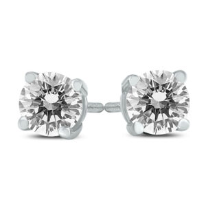 1/2 Carat TW AGS Certified Round Diamond Solitaire Stud Earrings in 14K White Gold (I-J Color, SI1-SI2 Clarity)- ERF58097