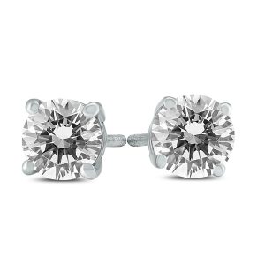3/4 Carat TW AGS Certified Round Diamond Solitaire Stud Earrings in 14K White Gold (I-J Color, SI1-SI2 Clarity)- ERF58099
