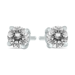 1/2 Carat TW Round Diamond Solitaire Stud Earrings In 14k White Gold- ERF58203