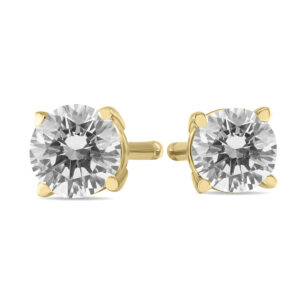 3/8 Carat TW Round Diamond Solitaire Stud Earrings In 14k Yellow Gold- ERF58219