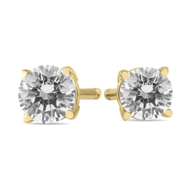 3/8 Carat TW Round Diamond Solitaire Stud Earrings In 14k Yellow Gold- ERF58219