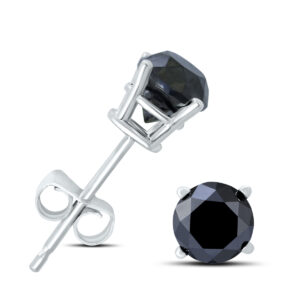 1/2 Carat TW Round Black Diamond Solitaire Stud Earrings in 10K White Gold- ERF58348BK