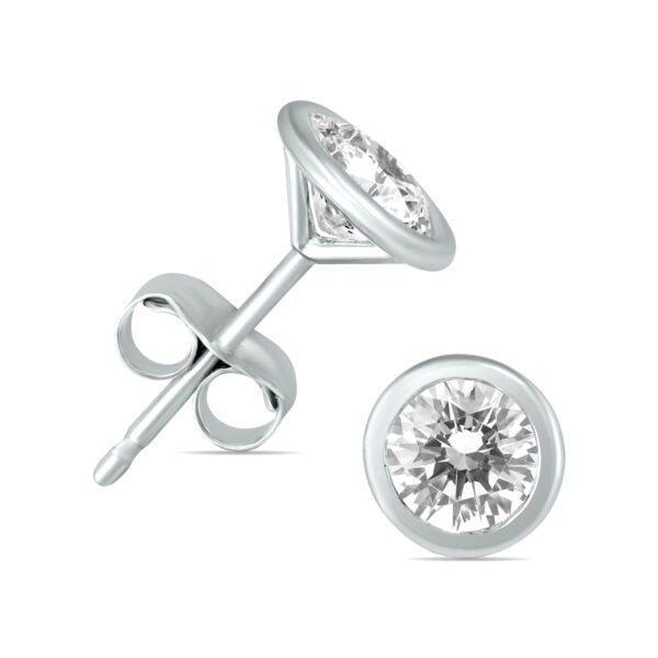 3/8 Carat TW Bezel Diamond Solitaire Earrings in 14K White Gold- ERF58487