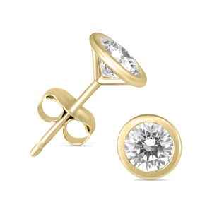 3/8 Carat TW Bezel Diamond Solitaire Earrings in 14k Yellow Gold- ERF58491