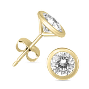 5/8 Carat TW Bezel Diamond Solitaire Earrings in 14K Yellow Gold- ERF58493