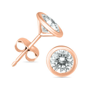 1/2 Carat TW Bezel Diamond Solitaire Earrings in 14K Rose Gold- ERF58593