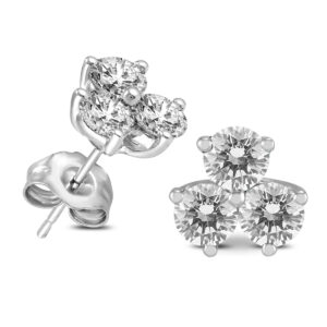 Certified 1 Carat TW Three Stone Diamond Earrings in 14K White Gold- ERF59353