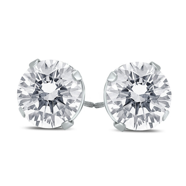 AGS Certified (J-K Color, SI1-SI2 Clarity) 1/2 Carat TW Round Diamond Solitaire Stud Earrings In 14k White Gold- ERF59565AGS