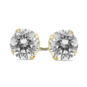 AGS Certified (J-K Color, SI1-SI2 Clarity) 1/2 Carat TW Round Diamond Solitaire Stud Earrings In 14k Yellow Gold- ERF59566AGS