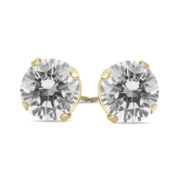 AGS Certified (J-K Color, SI1-SI2 Clarity) 1/2 Carat TW Round Diamond Solitaire Stud Earrings In 14k Yellow Gold- ERF59566AGS