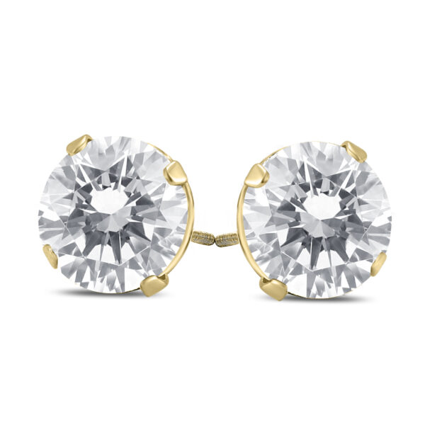AGS Certified 1/2 Carat TW (H-I Color, SI1-SI2 Clarity) Round Diamond Solitaire Stud Earrings in 14K Yellow Gold- ERF59636