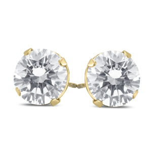 AGS Certified (H-I Color, SI1-SI2 Clarity) 3/4 Carat TW Round Diamond Solitaire Stud Earrings in 14K Yellow Gold- ERF59638