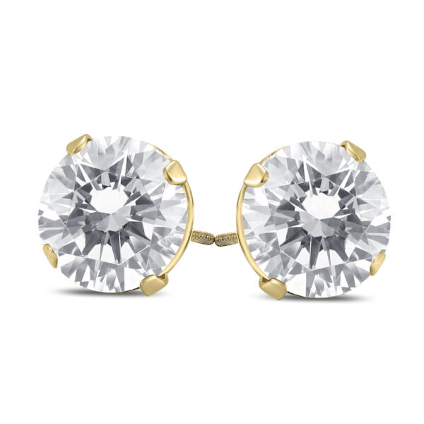 AGS Certified (H-I Color, SI1-SI2 Clarity) 3/4 Carat TW Round Diamond Solitaire Stud Earrings in 14K Yellow Gold- ERF59638