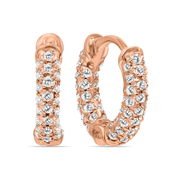 1/3 Carat TW Small Diamond Huggie Hoop Earrings in 10K Rose Gold- ERF59668