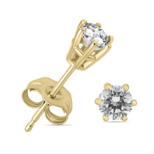 1/4 Carat TW 6 Prong Round Diamond Solitaire Stud Earrings In 14k Yellow Gold- ERF59728