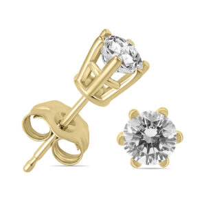 3/4 Carat TW 6 Prong Round Diamond Solitaire Stud Earrings In 14k Yellow Gold- ERF59730