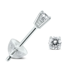 .08CTW Round Diamond Solitaire Stud Earrings In 14k White Gold with Silicon Backs- ERF59738