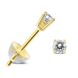 .07CTW Round Diamond Solitaire Stud Earrings In 14k Yellow Gold with Silicon Backs- ERF59773