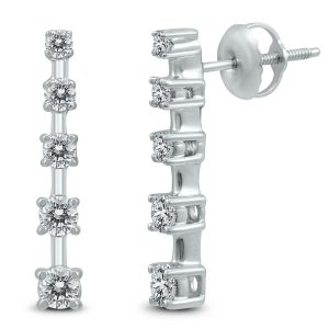 1/2 Carat TW 5 Stone Journey Drop Earrings in 14K White Gold- ERF59814D