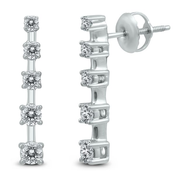1/2 Carat TW 5 Stone Journey Drop Earrings in 14K White Gold- ERF59814D